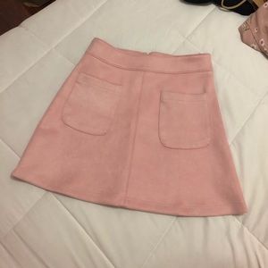 Pink suede mini skirt